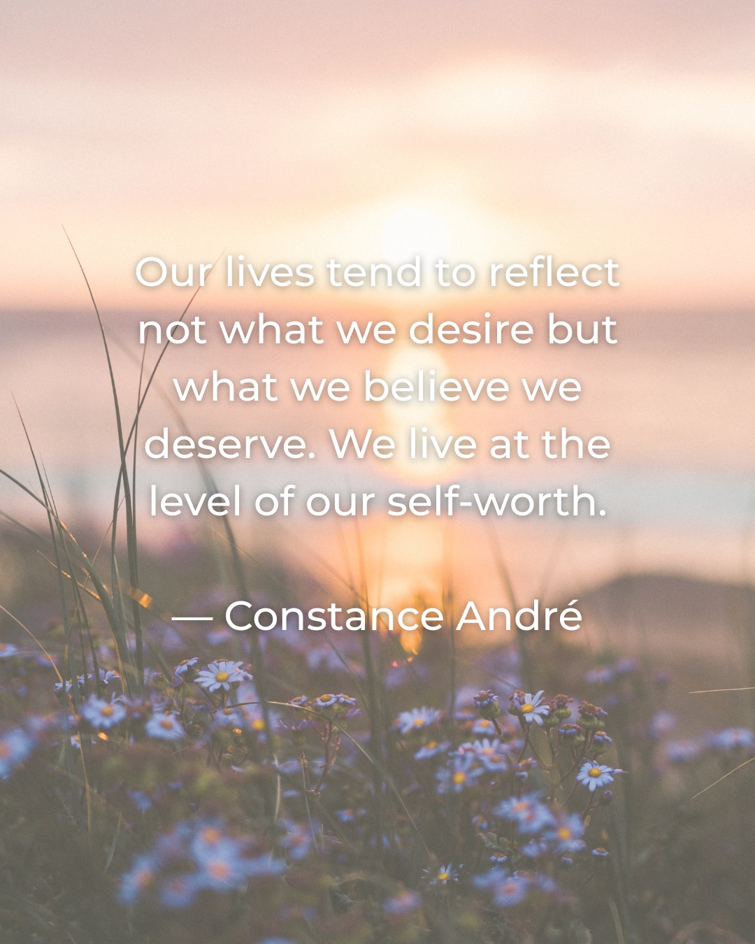 Our lives tend to reflect not what we desire but what we believe we deserve. We live at the level of our self-worth.—Constance André